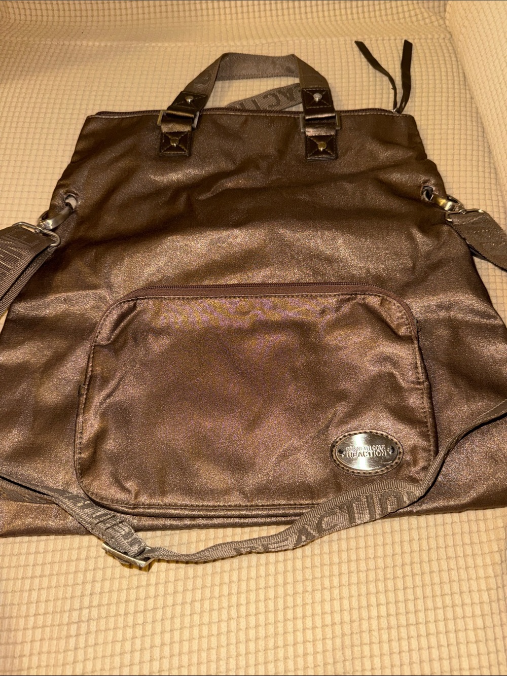 Kenneth Cole women’s Metallic Brown Shoulder Tote Bag -